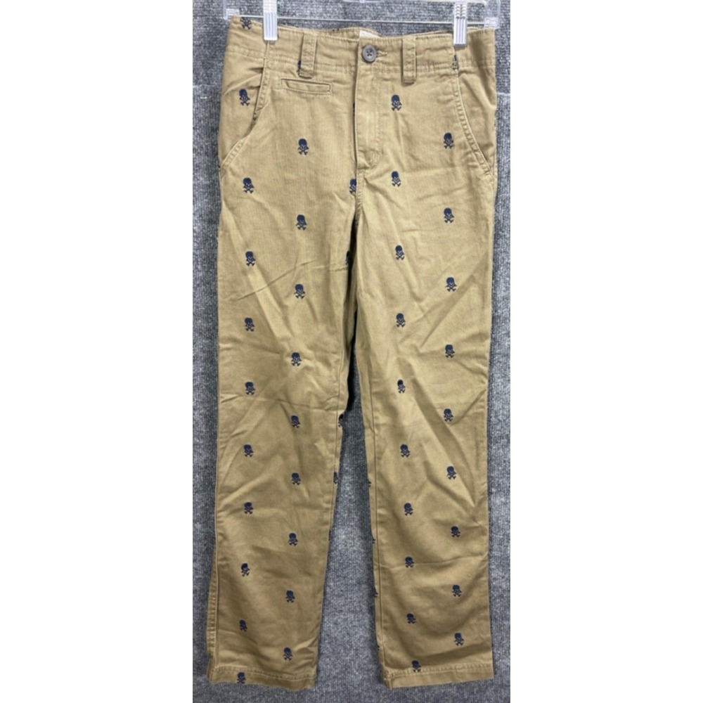 The Childrens Place Boys 14 Slim Khaki Skull Crossbones Chino Pants New